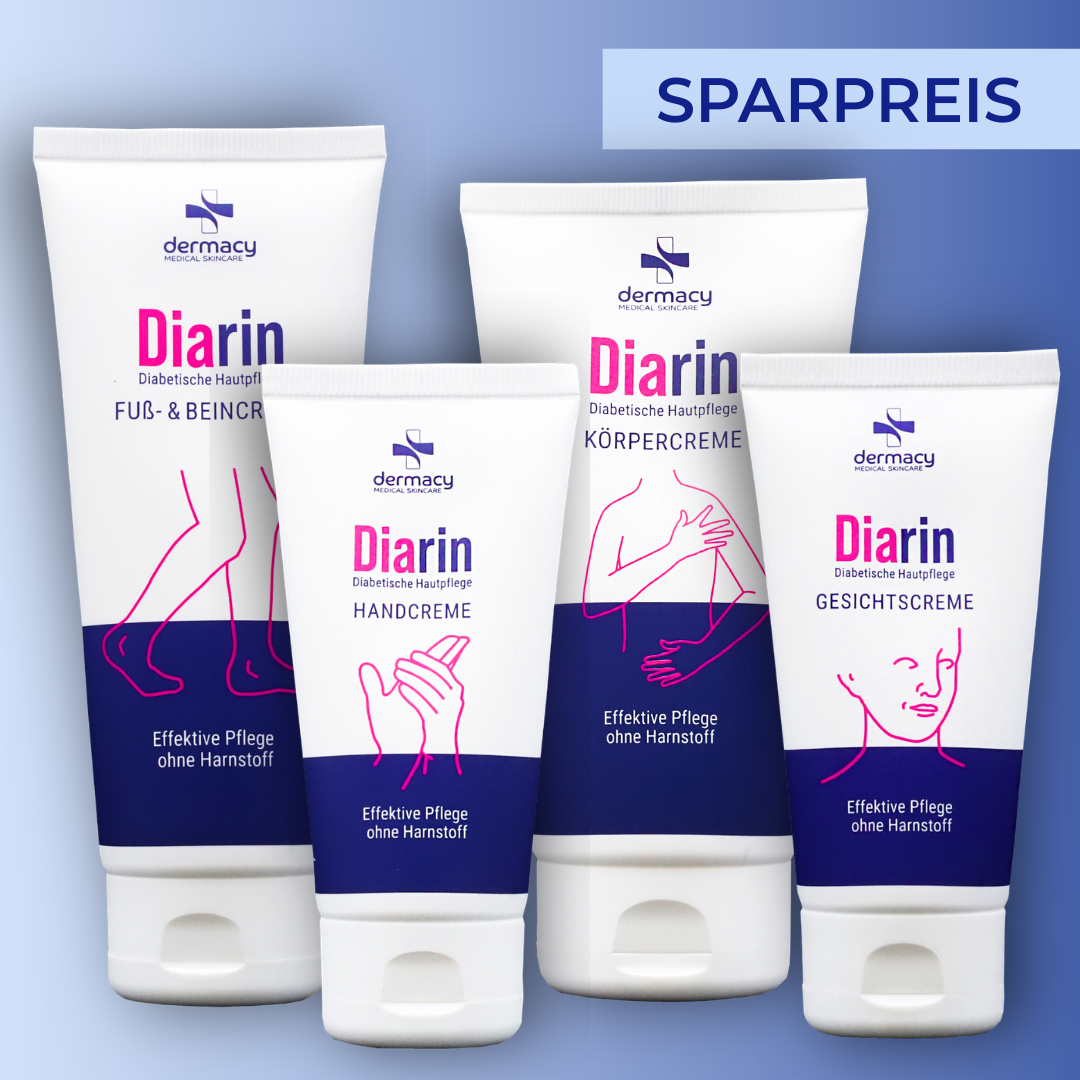 Diarin Hautpflege Set für Gesicht, Körper, Hände und Füße – abgestimmte Pflege für empfindliche Haut bei Diabetes